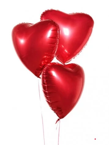 3 красных шара сердце 45см